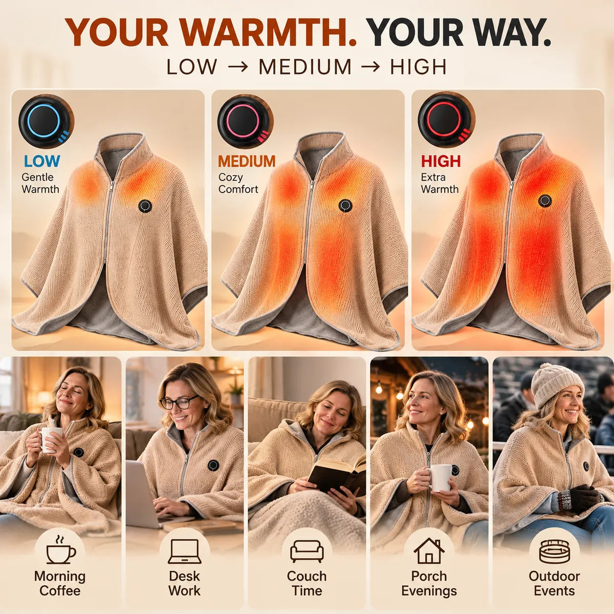 USB HEATED WEARABLE SHAWL ⭐🔥