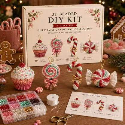 3D DIY Christmas Beaded Ornament Making Kit Handmade Xmas Tree Hanging Decor Gift Box for Holiday Christmas Gifts 2027