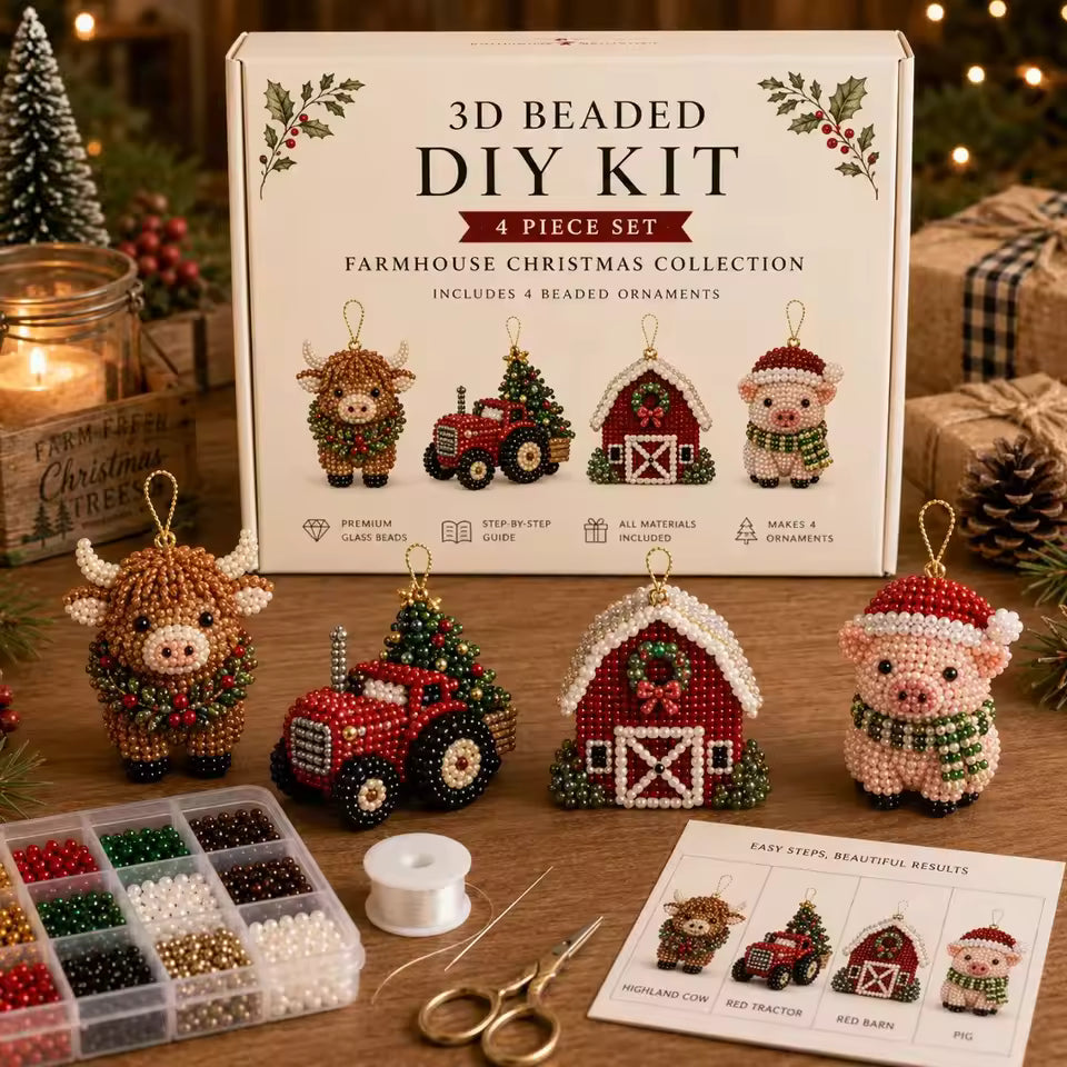 3D DIY Christmas Beaded Ornament Making Kit Handmade Xmas Tree Hanging Decor Gift Box for Holiday Christmas Gifts 2027