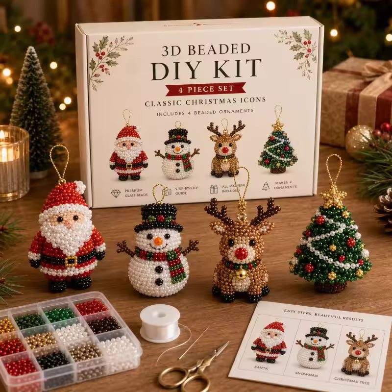 3D DIY Christmas Beaded Ornament Making Kit Handmade Xmas Tree Hanging Decor Gift Box for Holiday Christmas Gifts 2027